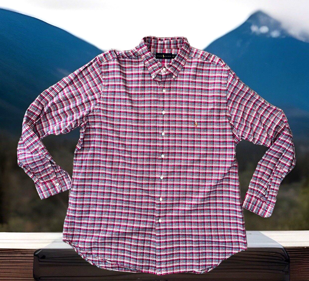 Polo Ralph Lauren *PINK PLAID* Shirt Long Sleeve Men's Size 2XLT TALL